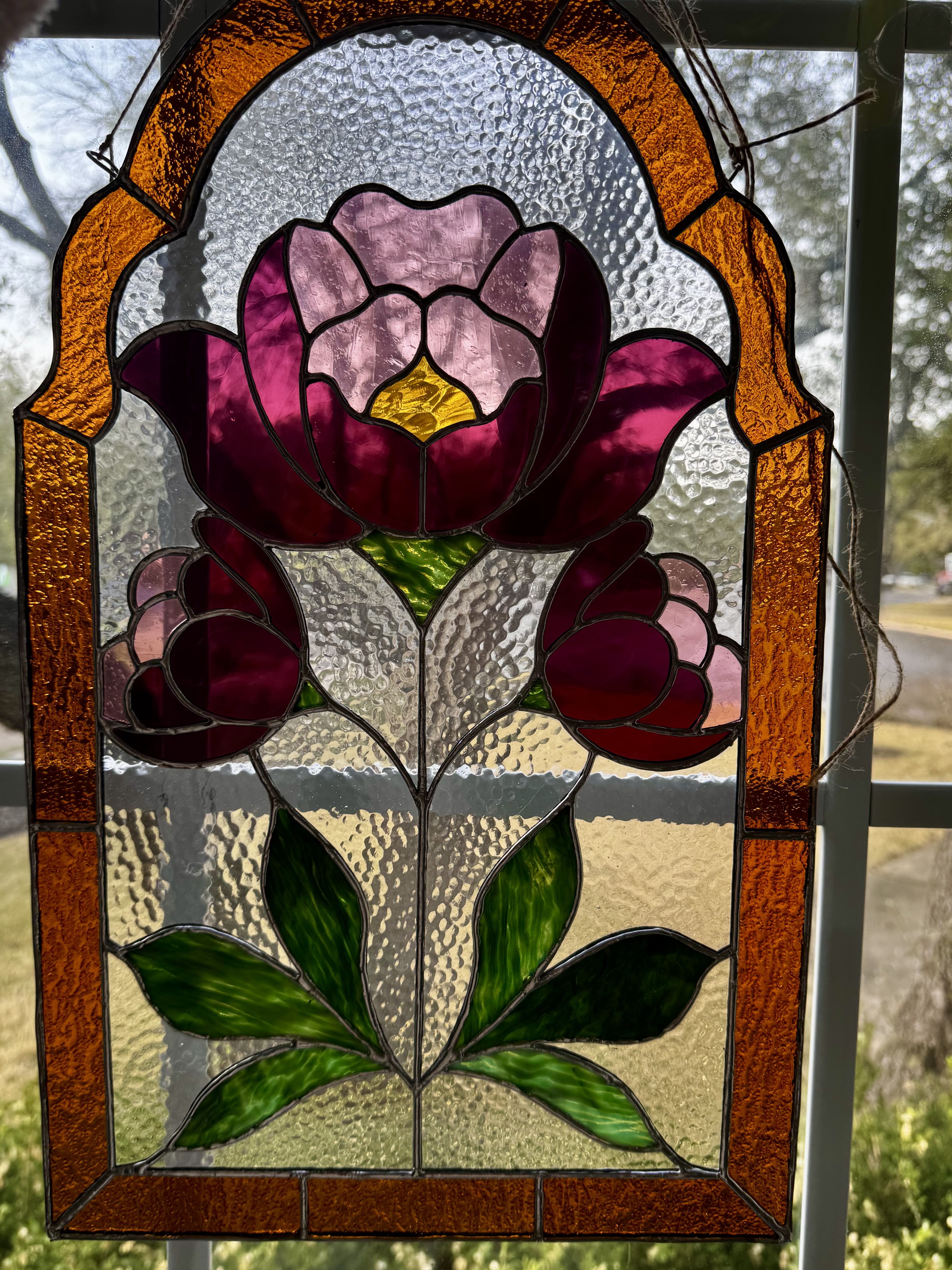 Handmade stained glass rose